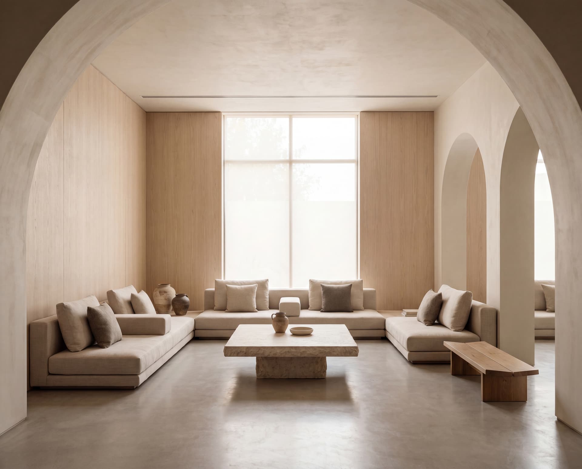 minimalist majlis wood fabric