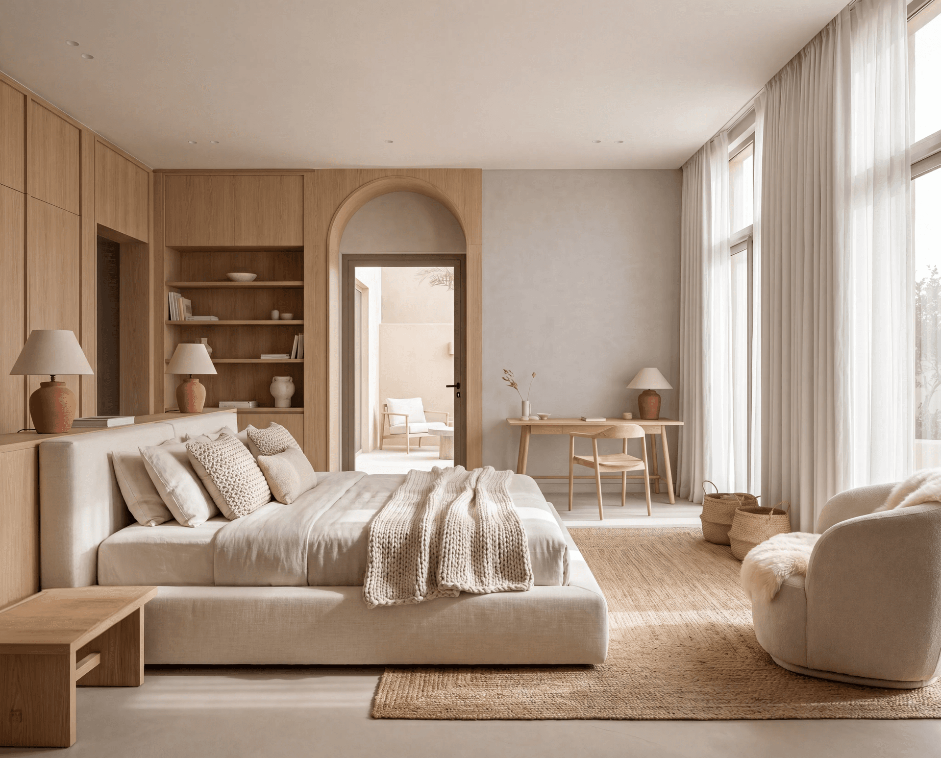 scandinavian soft light uncluttered  bedroom natural